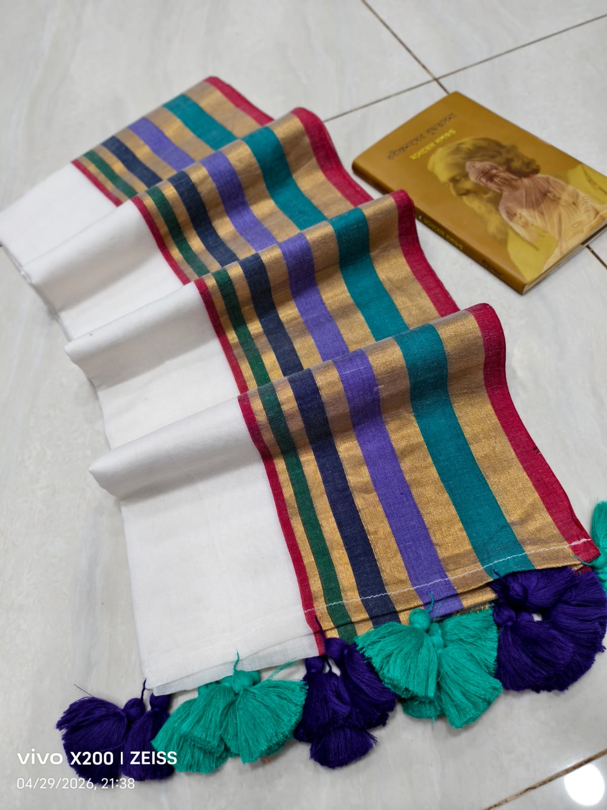 120 Count Mul Cotton Sarees with Zari Border