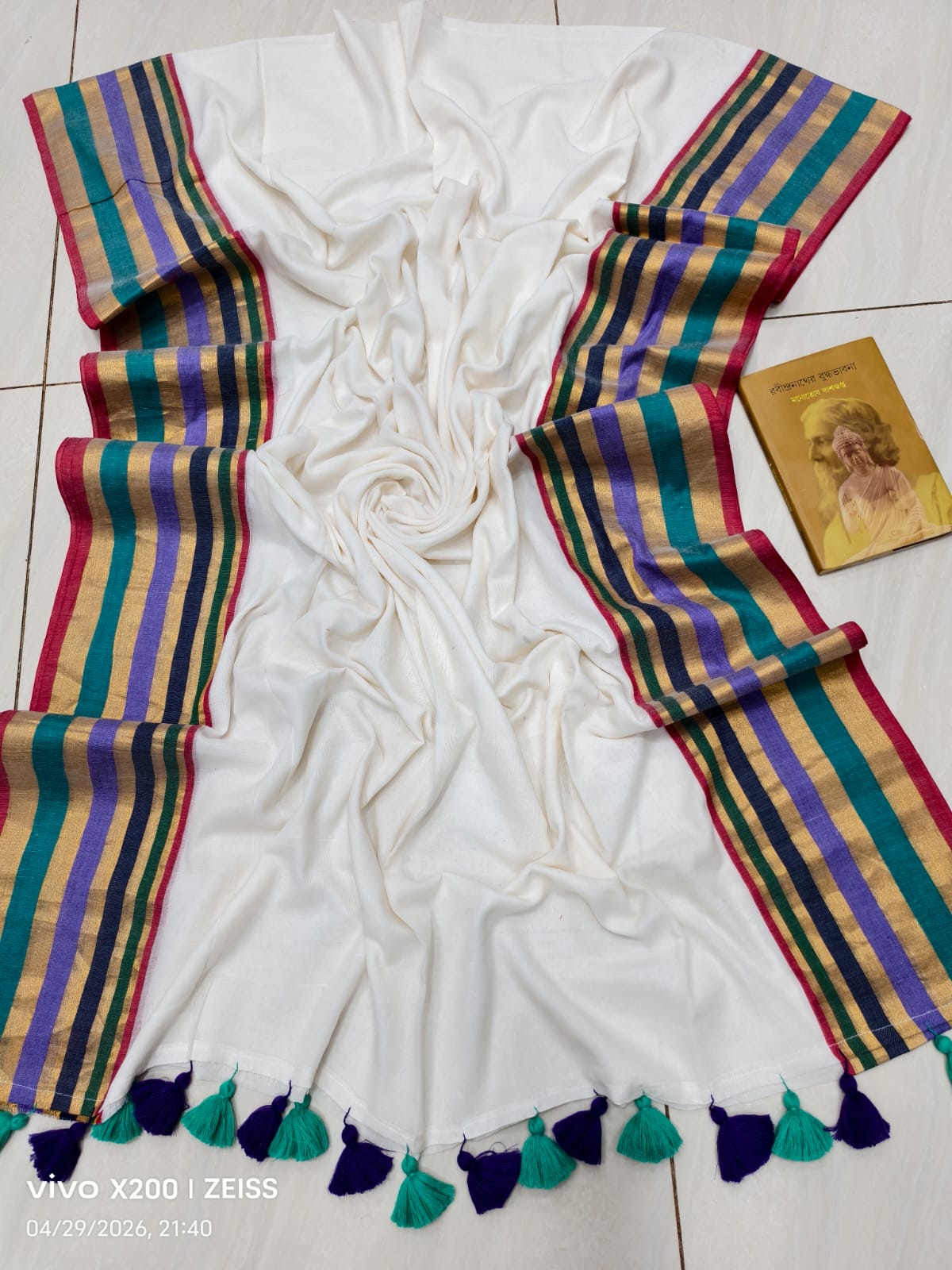 120 Count Mul Cotton Sarees with Zari Border