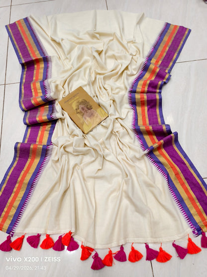 Soft Mul Cotton Sarees with Zari Borders