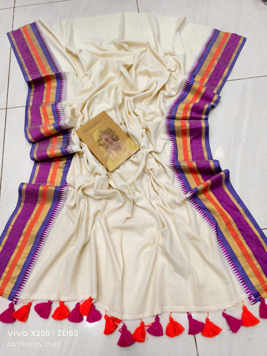 Soft Mul Cotton Sarees with Zari Borders