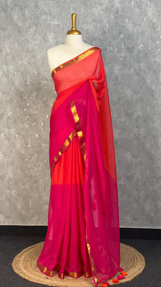 Soft 120 Count Mul Cotton Ombre Sarees