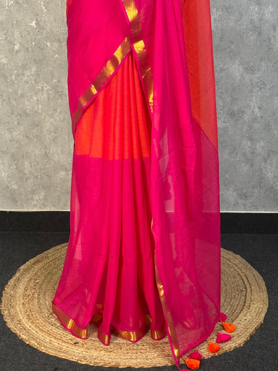 Soft 120 Count Mul Cotton Ombre Sarees