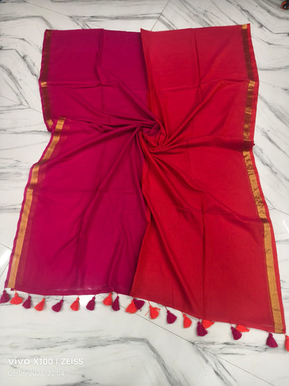 Soft 120 Count Mul Cotton Ombre Sarees