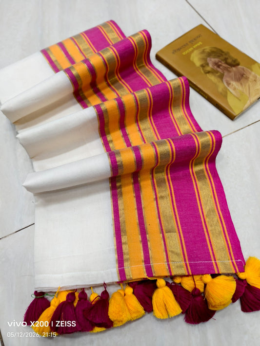 Soft Mul Cotton Sarees with Zari Borders