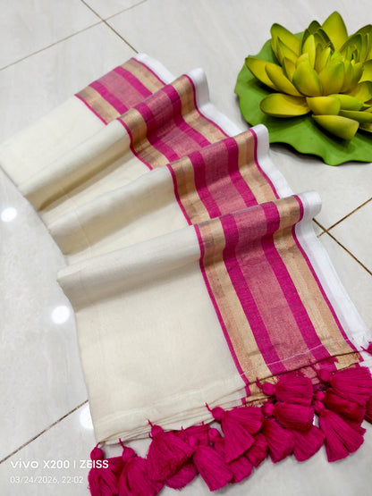 Soft 120 Count Mul Cotton Sarees with Elegant Zari Borders