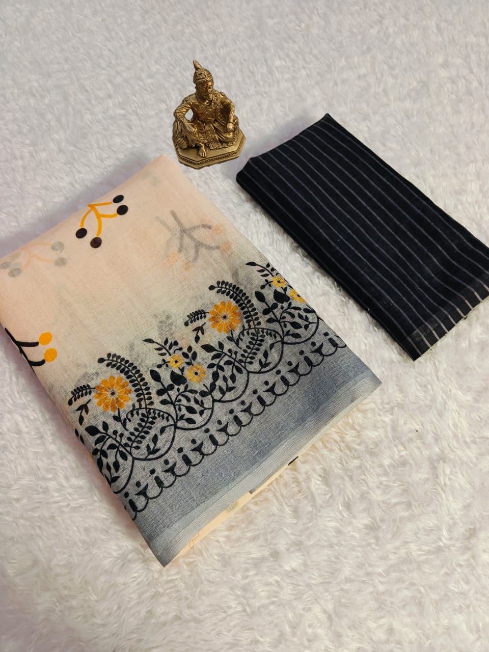 Linen Slub Cotton Floral Sarees