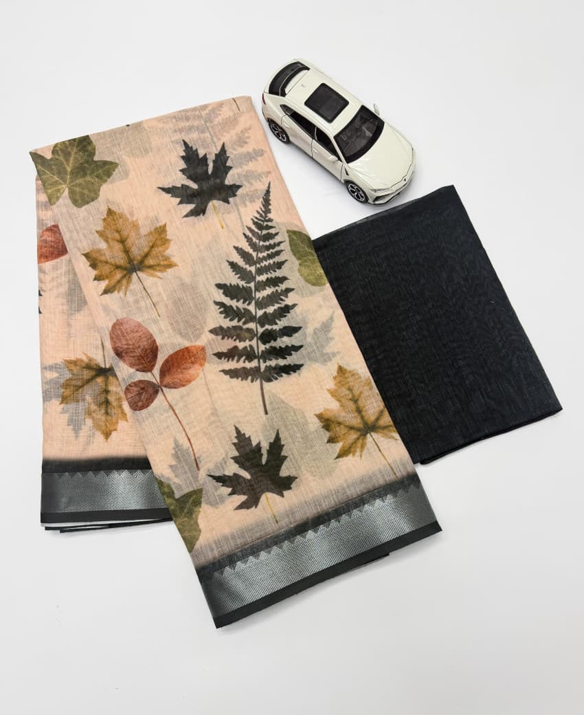 Linen Slub Cotton Floral Sarees