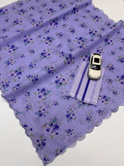 Linen Slub Cotton Floral Sarees