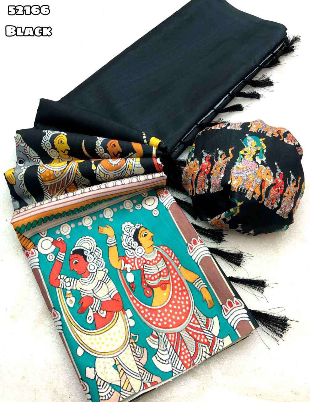 Semi Tussar Silk Sarees BLACK
