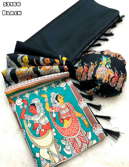 Semi Tussar Silk Sarees BLACK