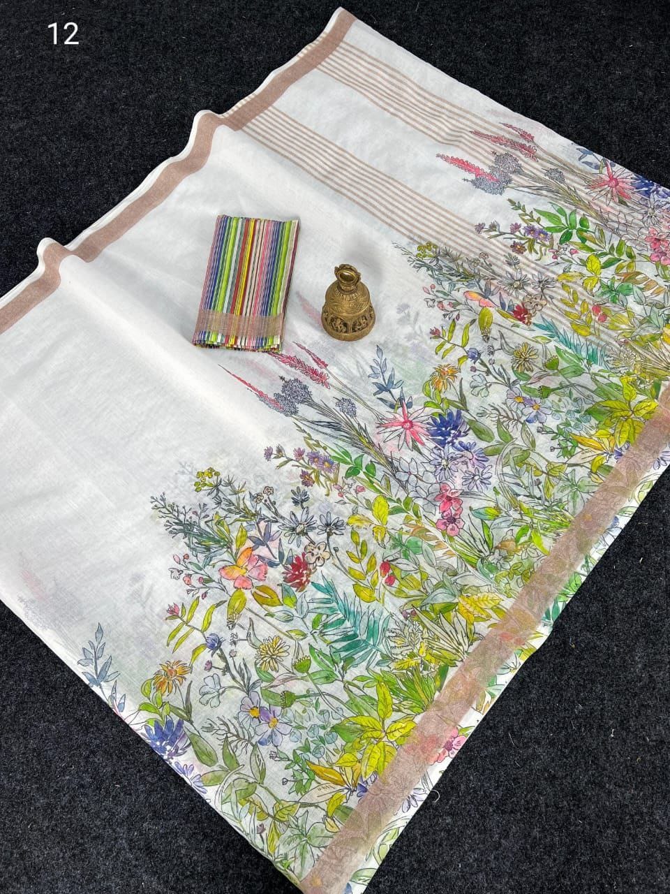 Linen Slub Cotton Floral Sarees