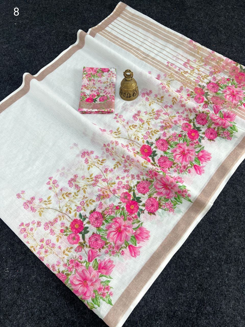 Linen Slub Cotton Floral Sarees