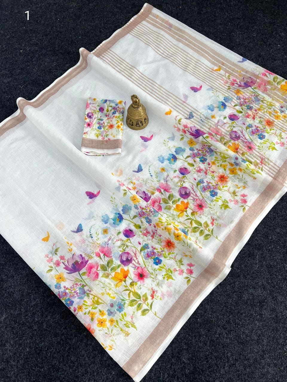 Linen Slub Cotton Floral Sarees