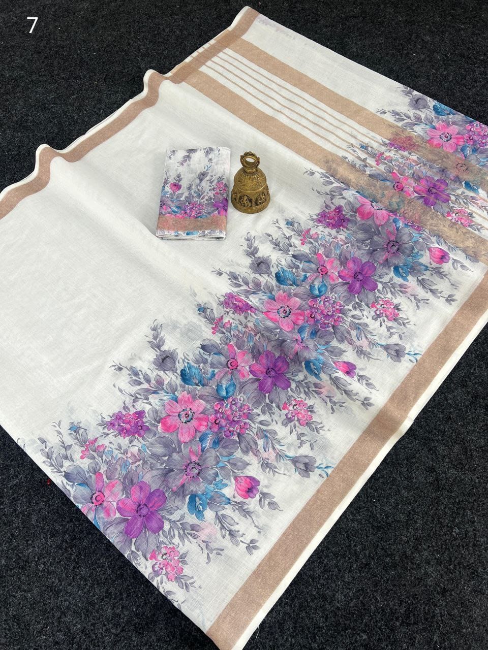 Linen Slub Cotton Floral Sarees