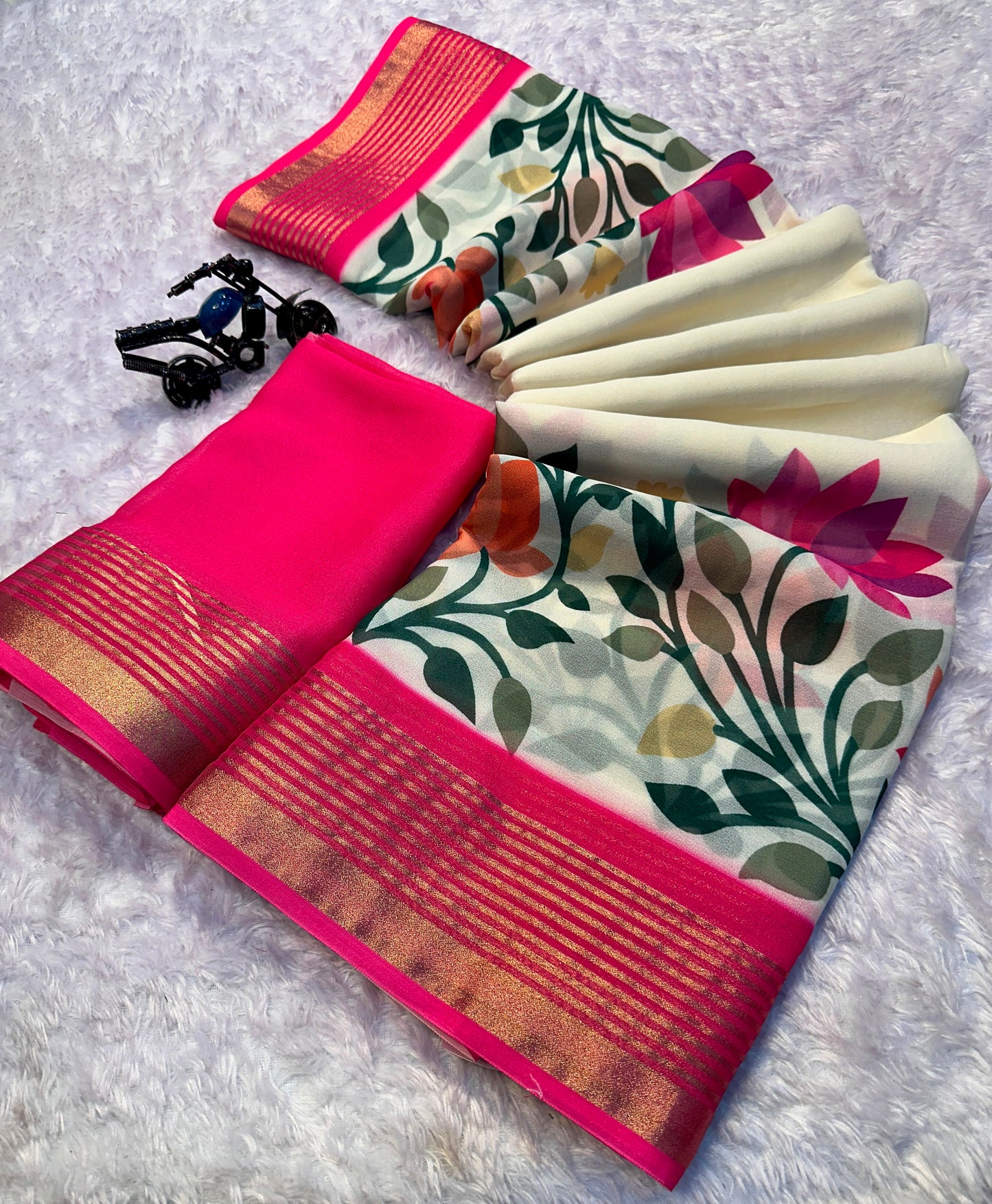 Soft Georgette Saree with Jacquard Zari Borders – ₹950