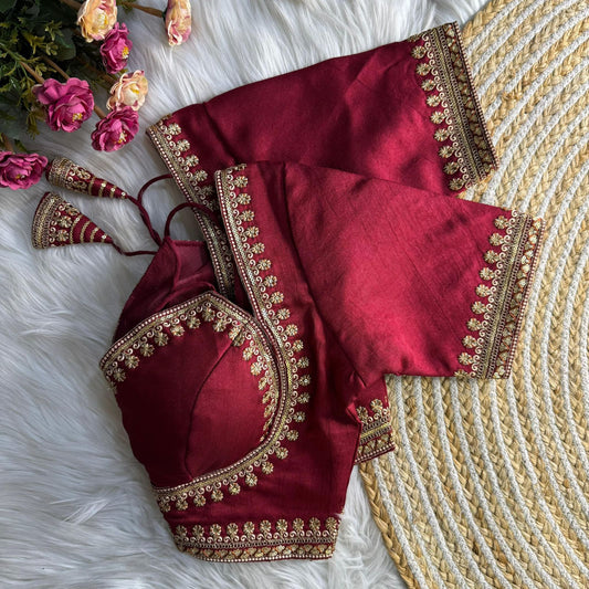 Readymade Soft Semi Silk Madhubala Pattern Halter Neck Embroidered Blouse – ₹999