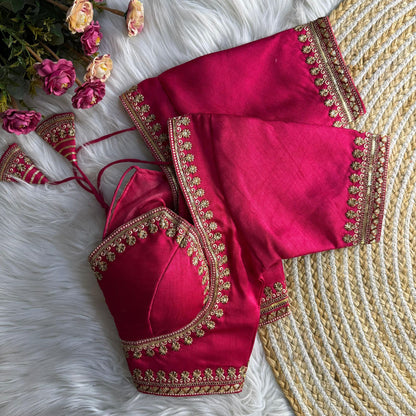 Readymade Soft Semi Silk Madhubala Pattern Halter Neck Embroidered Blouse – ₹999