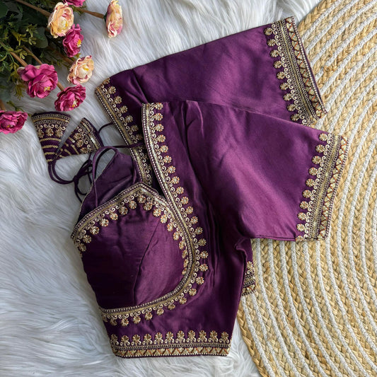 Readymade Soft Semi Silk Madhubala Pattern Halter Neck Embroidered Blouse – ₹999