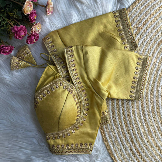 Readymade Soft Semi Silk Madhubala Pattern Halter Neck Embroidered Blouse – ₹999
