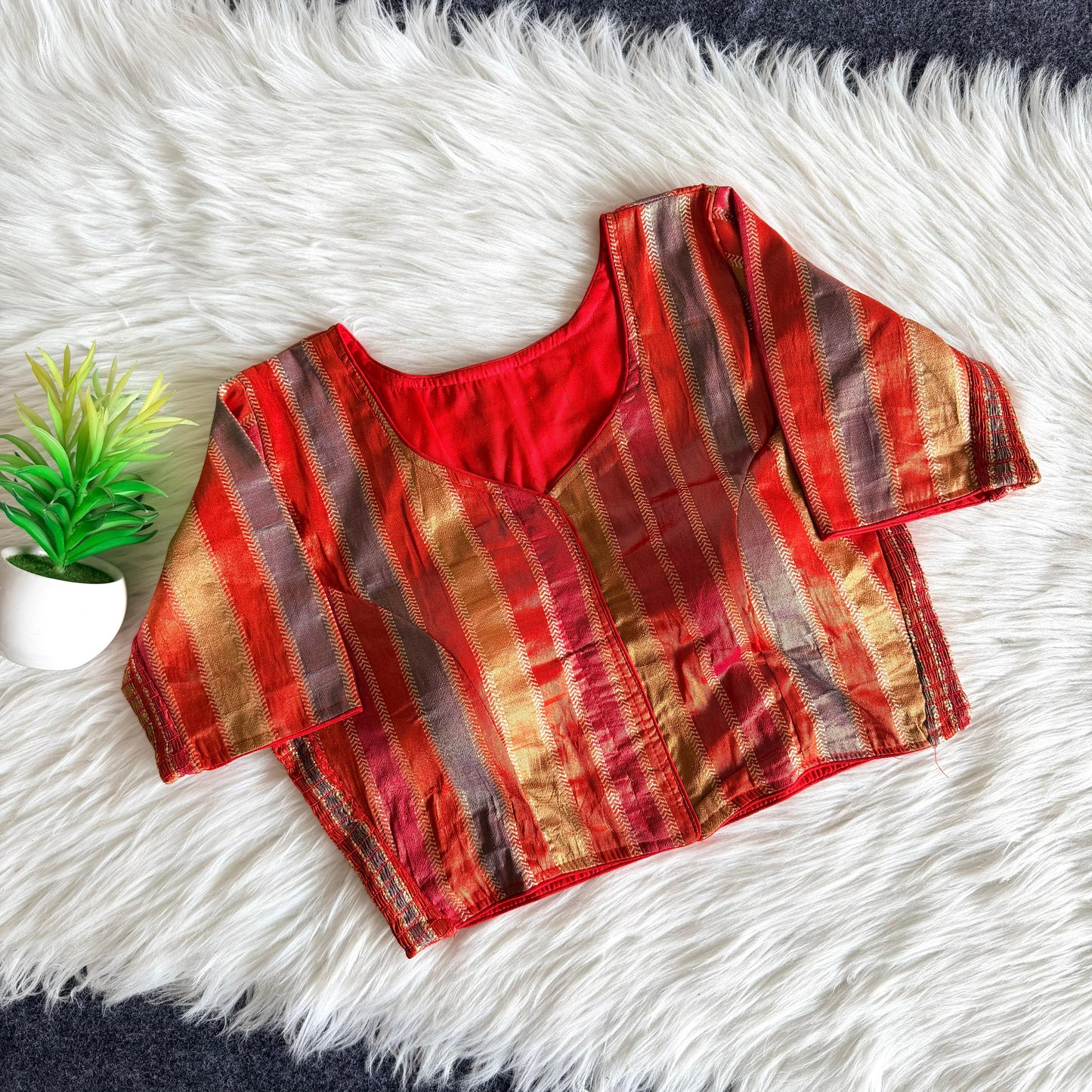 Side Elastic Stretchable Banarasi Silk Blouse – ₹750