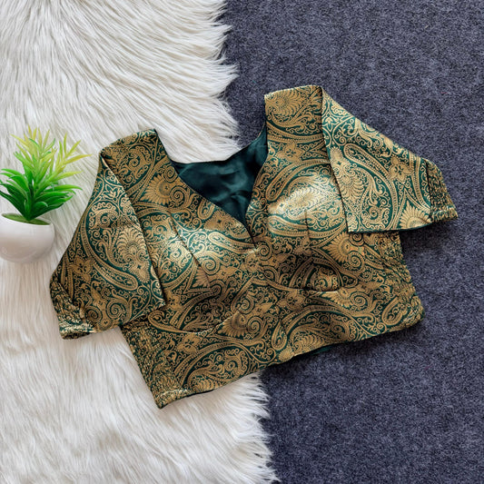 Side Elastic Stretchable Banarasi Brocade Silk Blouse – ₹750