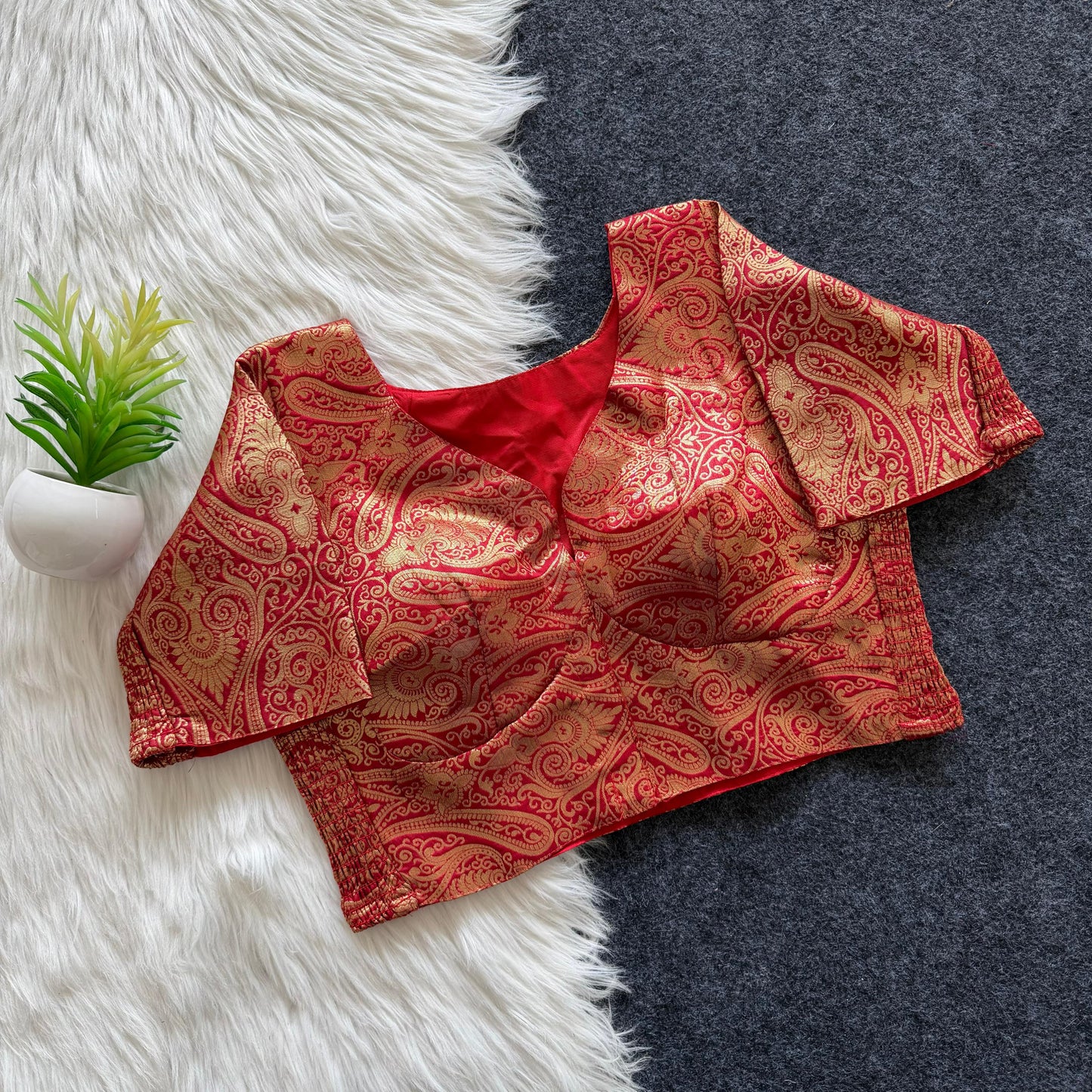 Side Elastic Stretchable Banarasi Brocade Silk Blouse – ₹750