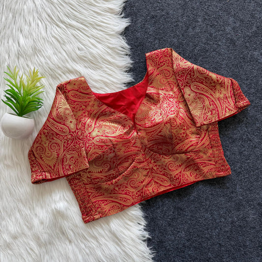 Side Elastic Stretchable Banarasi Brocade Silk Blouse – ₹750