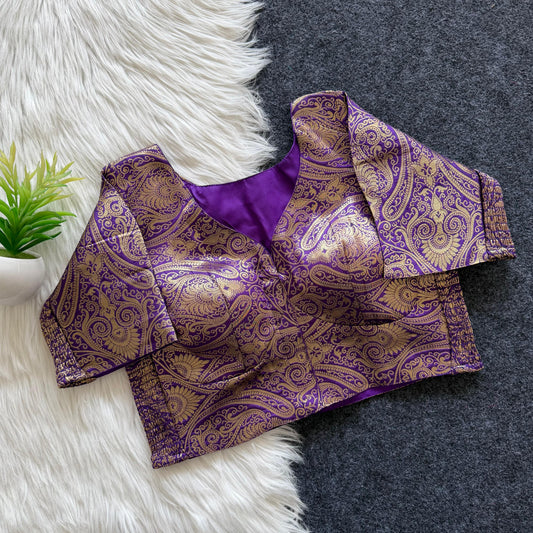 Side Elastic Stretchable Banarasi Brocade Silk Blouse – ₹750