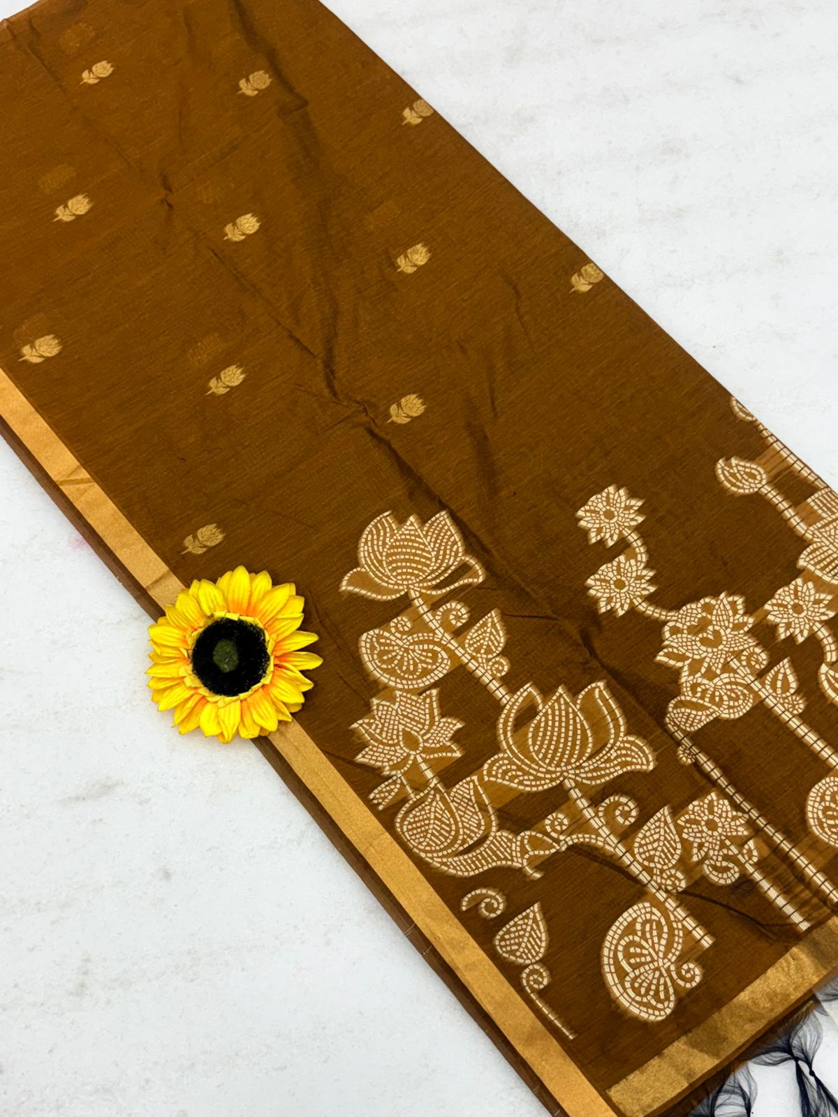 Muga Cotton Saree with Meenakari Touch-Up Weaving – ₹1050