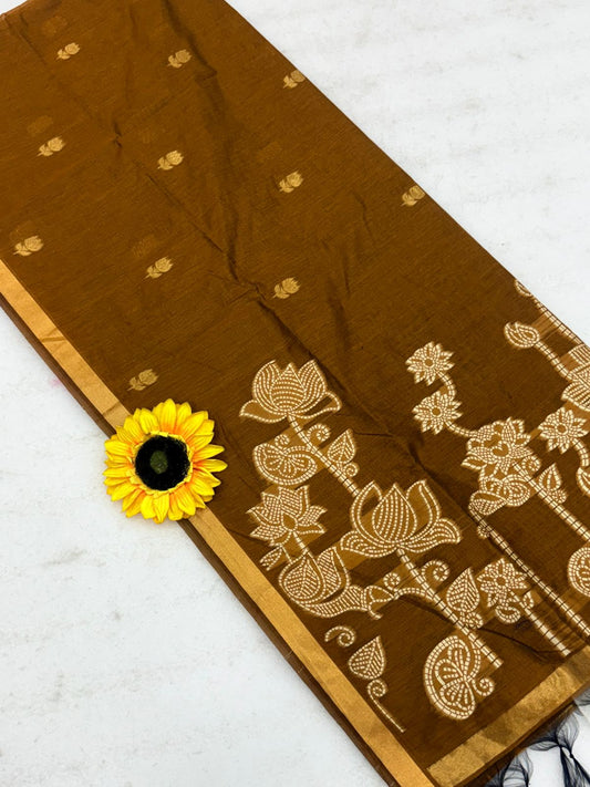 Muga Cotton Saree with Meenakari Touch-Up Weaving – ₹1050