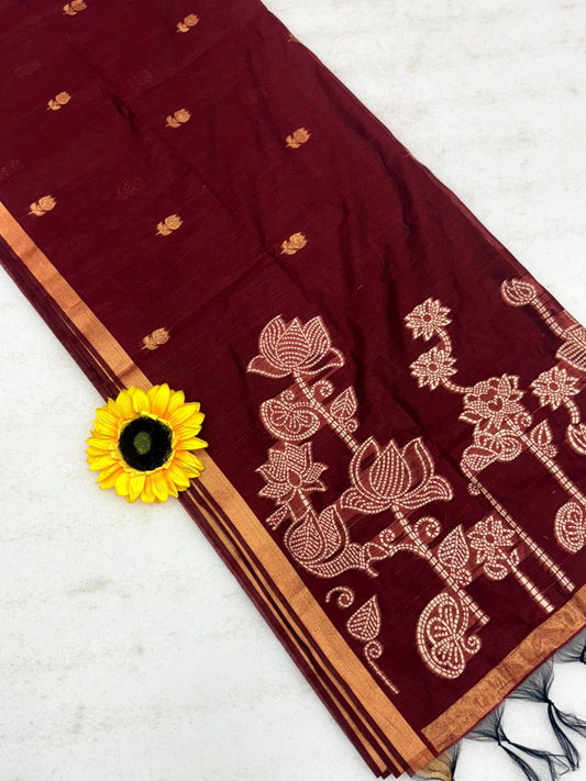 Muga Cotton Saree with Meenakari Touch-Up Weaving – ₹1050
