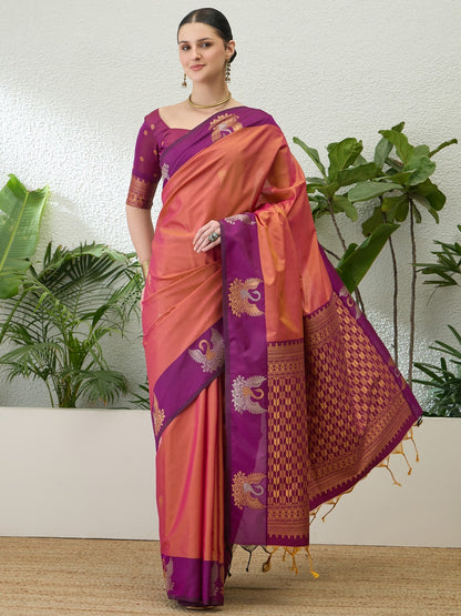 Soft Handloom Dual Tone Effect Saree with Brocade Zari Pallu – ₹1399