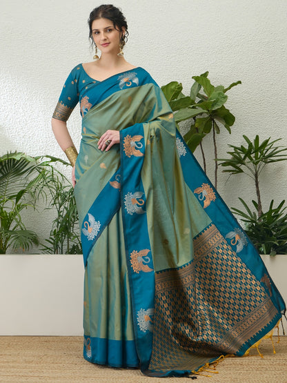 Soft Handloom Dual Tone Effect Saree with Brocade Zari Pallu – ₹1399