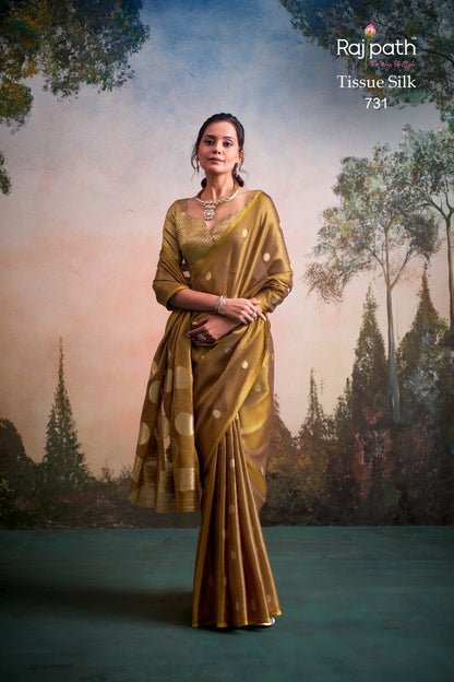 Tissue Silk Saree with Polka Zari Weaving – ₹1499