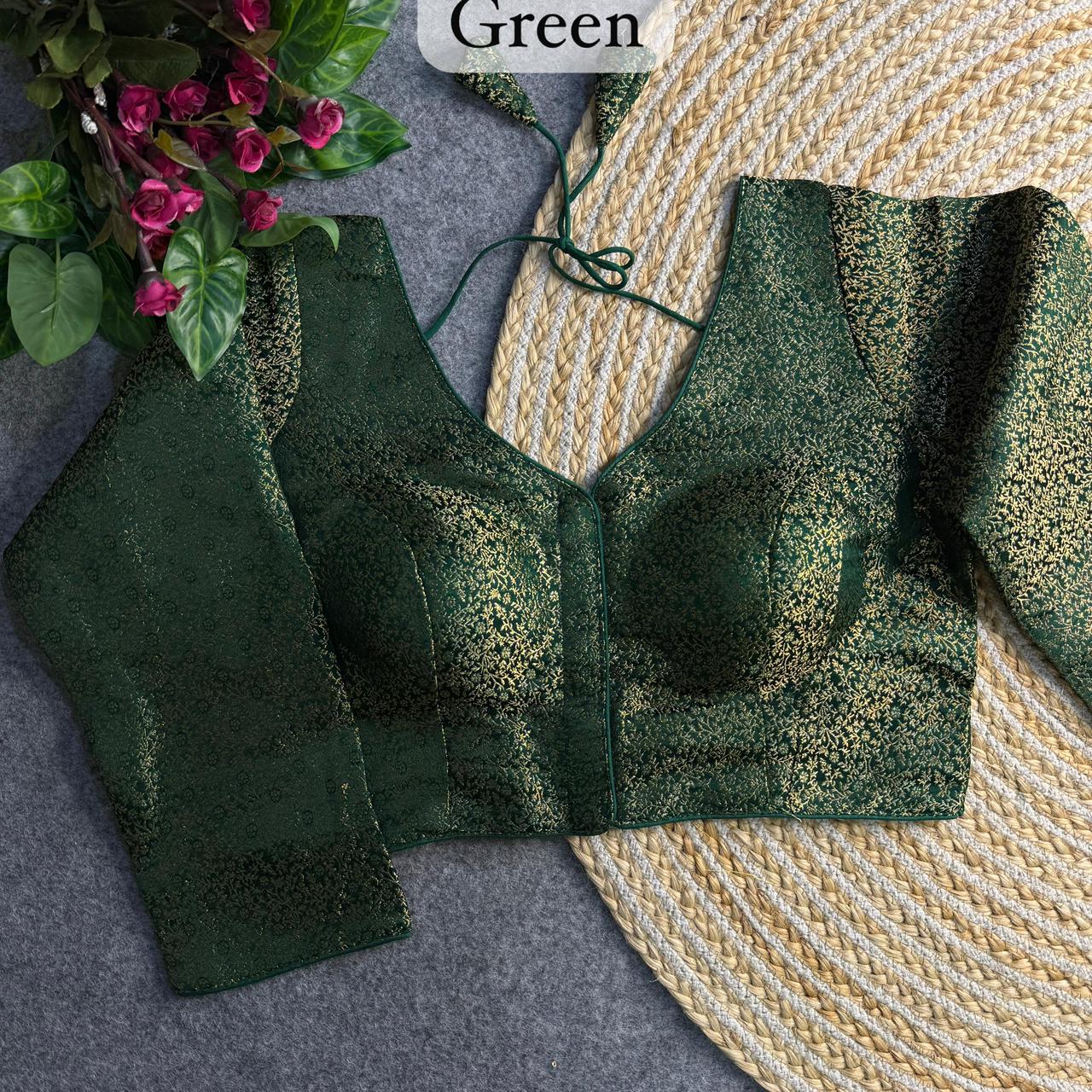 Banarasi Brocade Silk Readymade Long Sleeve Blouse – ₹650