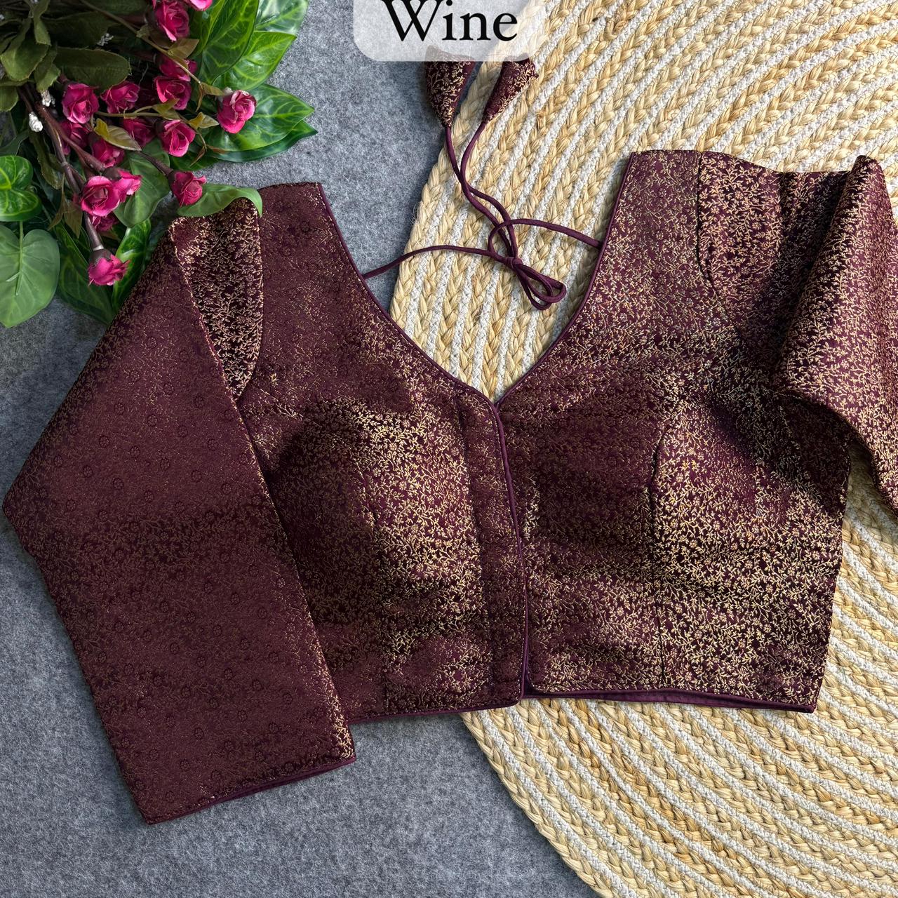 Banarasi Brocade Silk Readymade Long Sleeve Blouse – ₹650