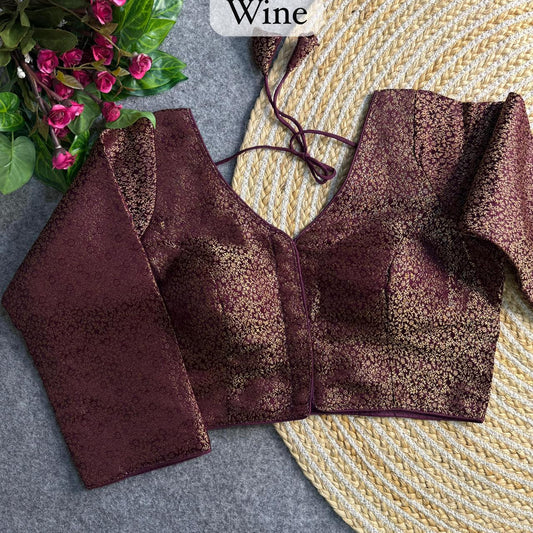 Banarasi Brocade Silk Readymade Long Sleeve Blouse – ₹650