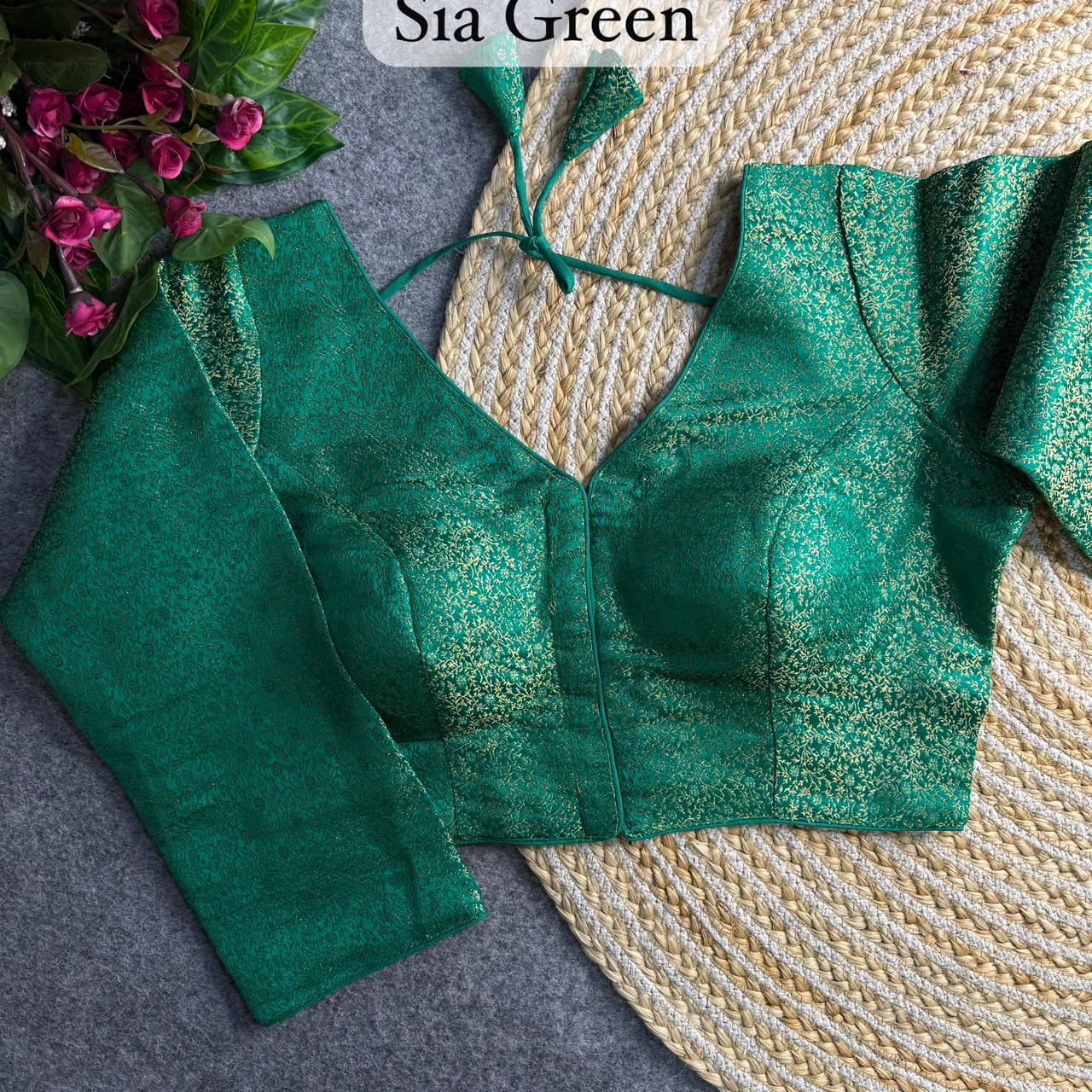 Banarasi Brocade Silk Readymade Long Sleeve Blouse – ₹650