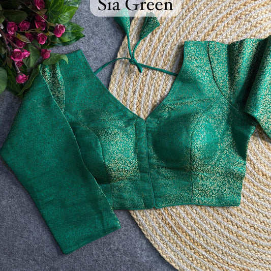 Banarasi Brocade Silk Readymade Long Sleeve Blouse – ₹650