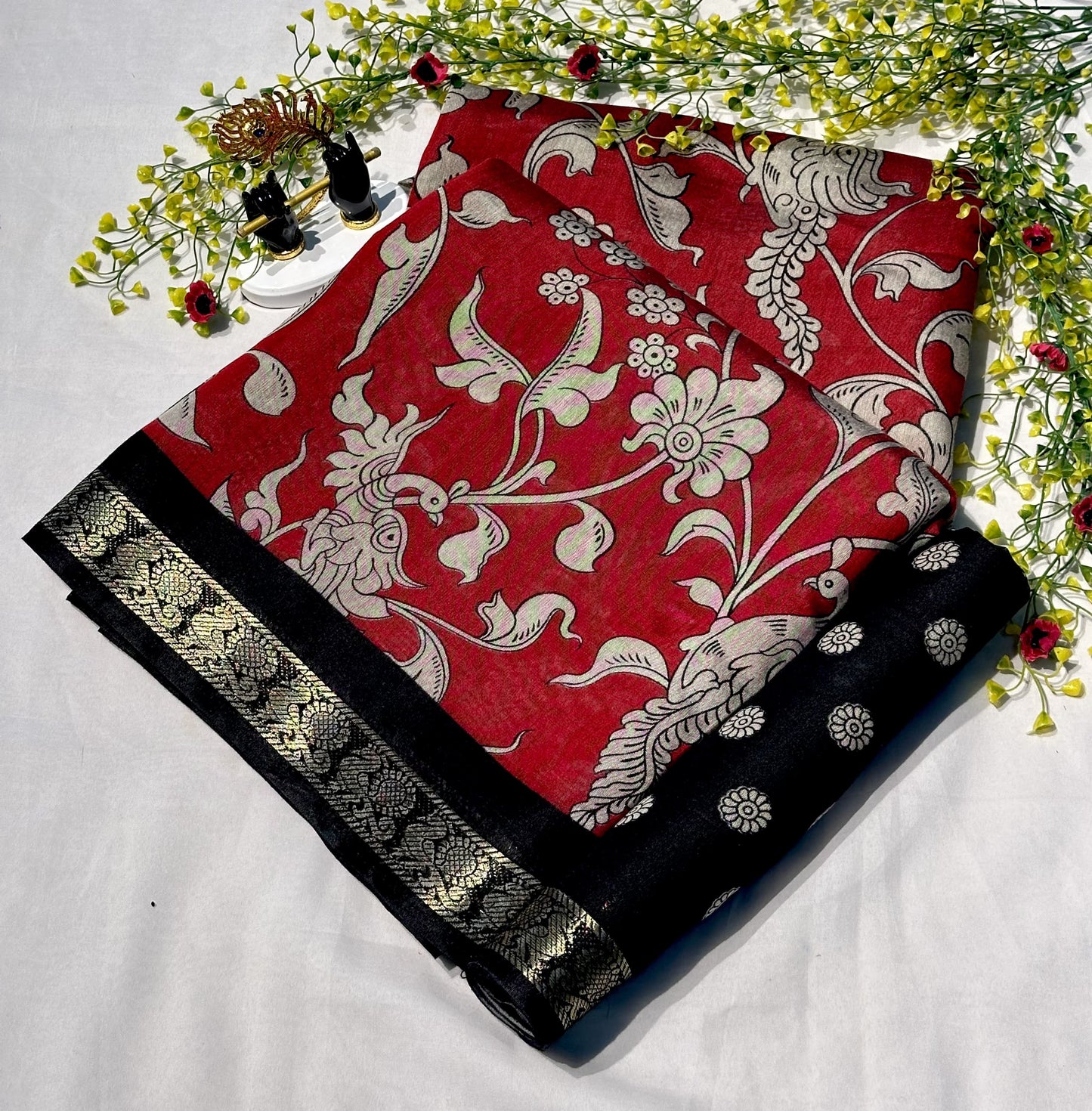 Mangalgiri Silk Kalamkari Saree – ₹1350