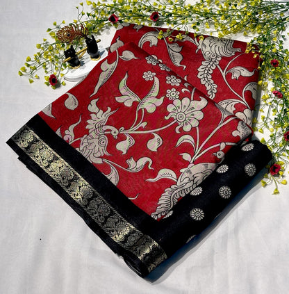 Mangalgiri Silk Kalamkari Saree – ₹1350