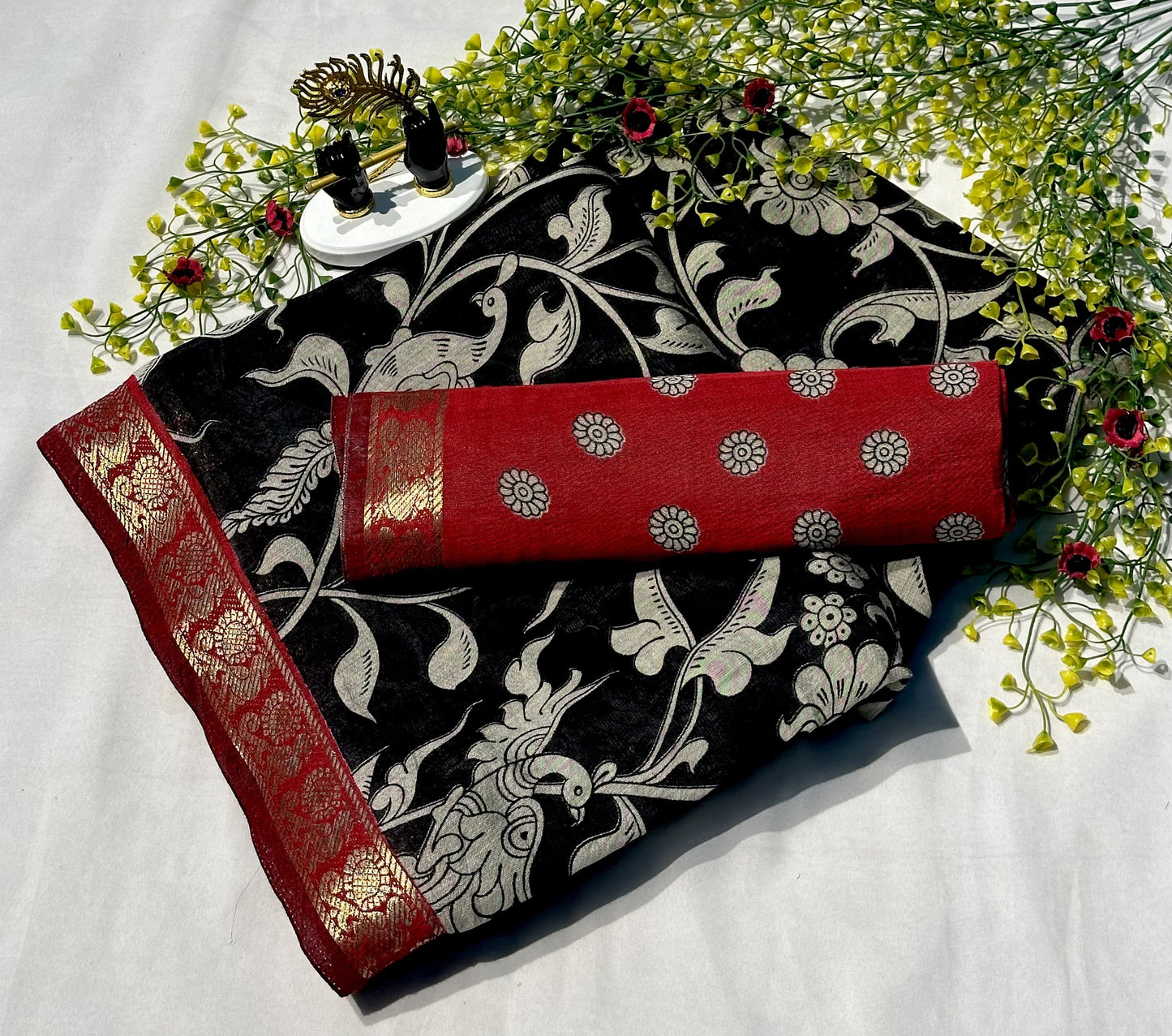 Mangalgiri Silk Kalamkari Saree – ₹1350