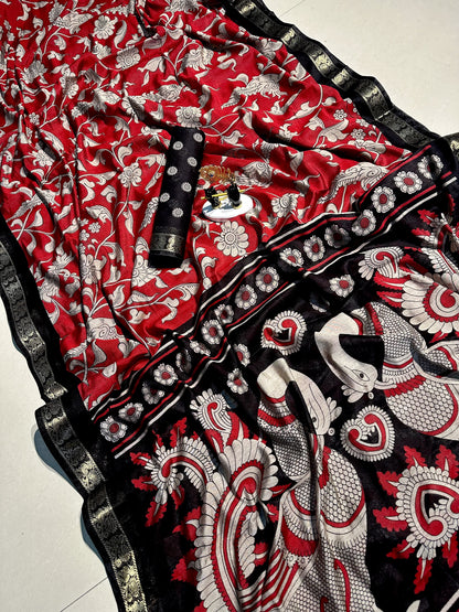 Mangalgiri Silk Kalamkari Saree – ₹1350