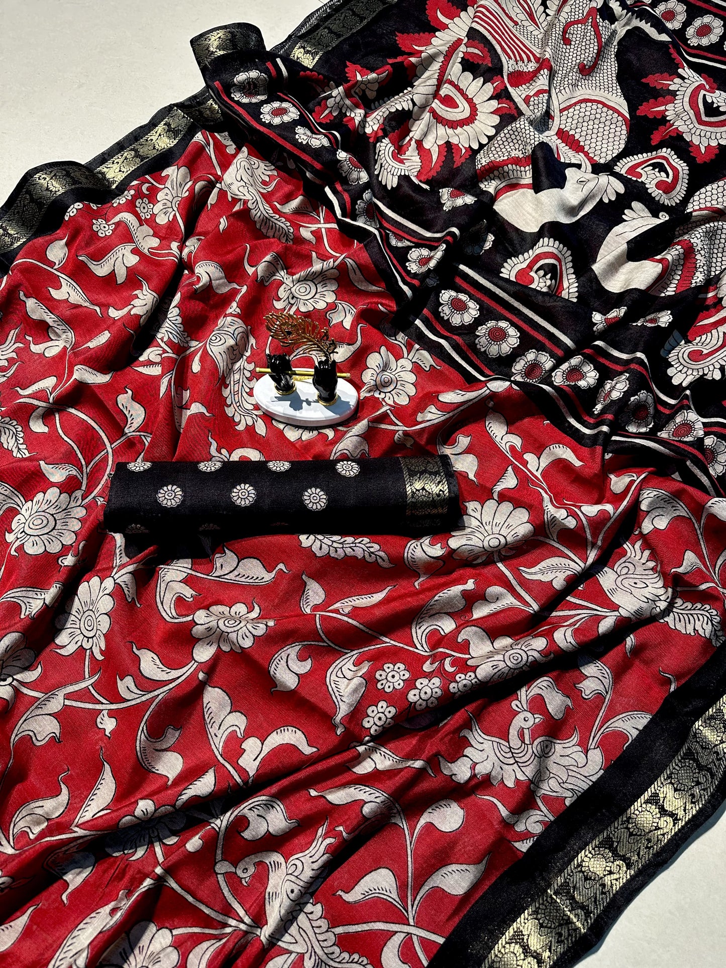 Mangalgiri Silk Kalamkari Saree – ₹1350