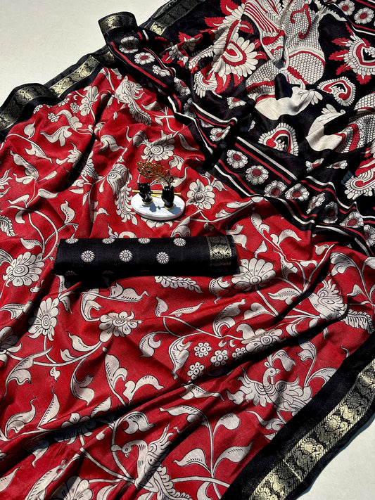 Mangalgiri Silk Kalamkari Saree – ₹1350
