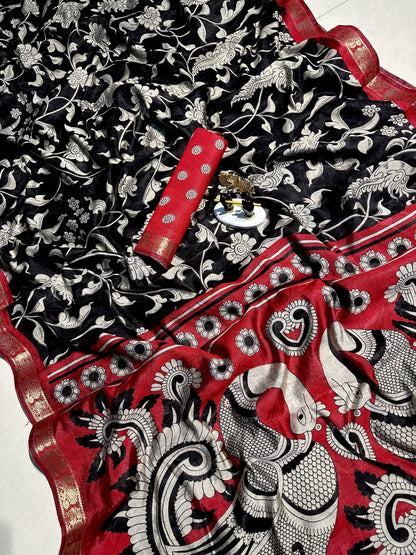 Mangalgiri Silk Kalamkari Saree – ₹1350