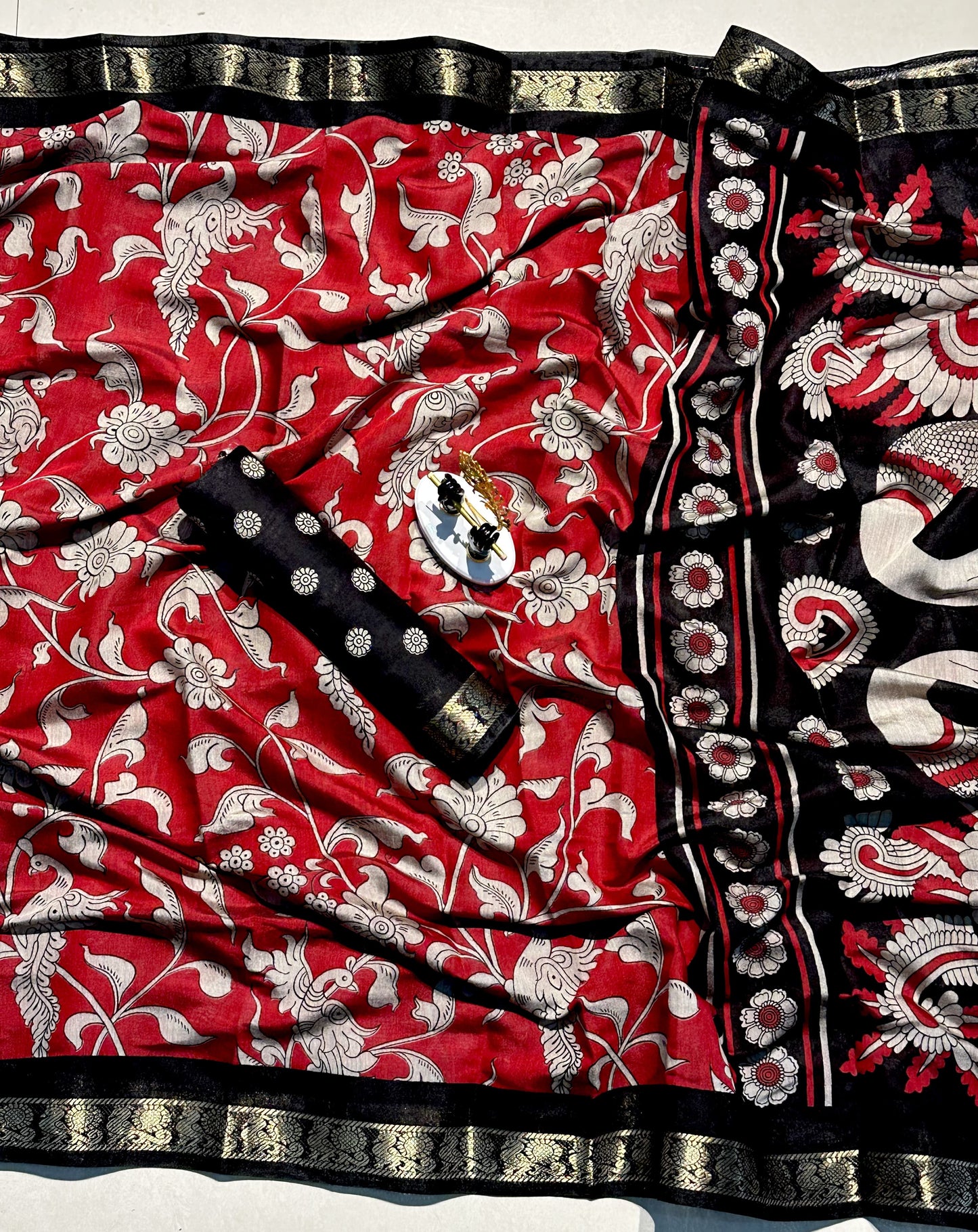 Mangalgiri Silk Kalamkari Saree – ₹1350