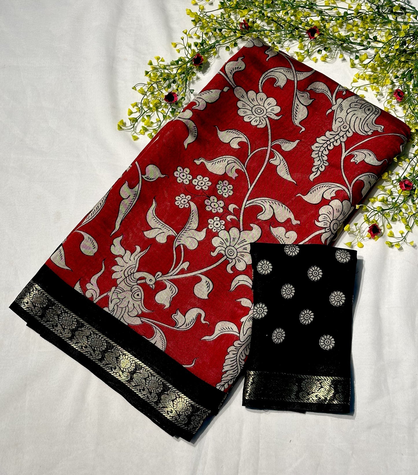 Mangalgiri Silk Kalamkari Saree – ₹1350