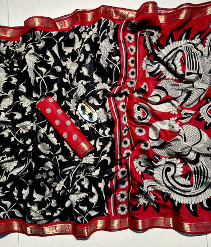 Mangalgiri Silk Kalamkari Saree – ₹1350