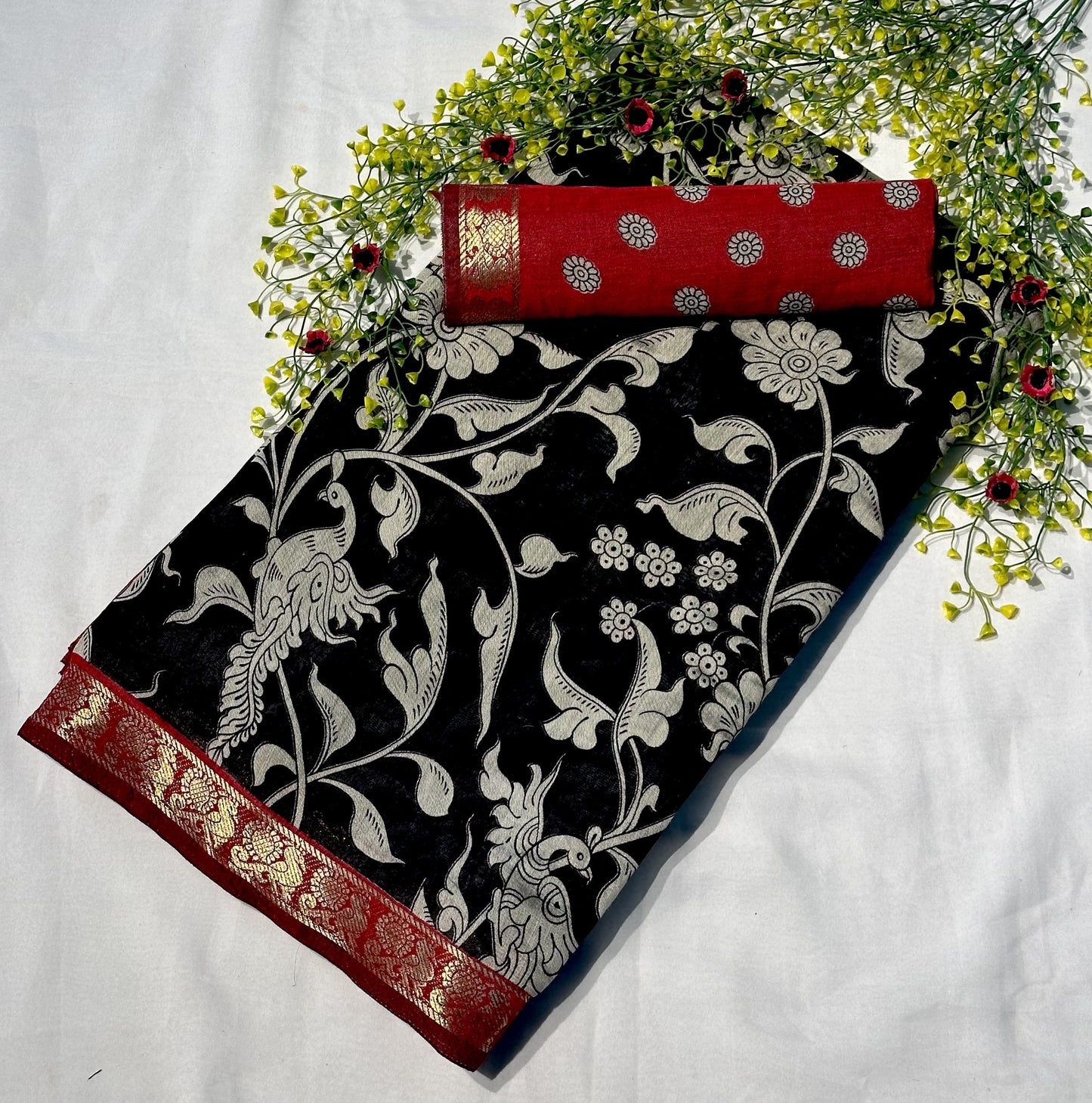 Mangalgiri Silk Kalamkari Saree – ₹1350